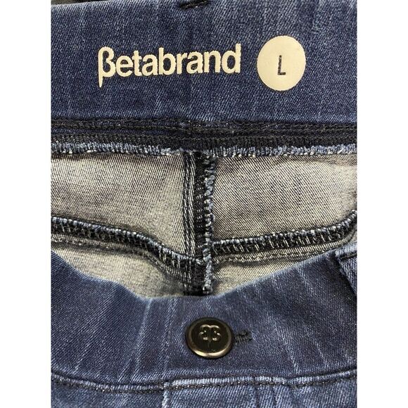Betabrand Denim Jean Jeggings Pull On Pant Large Straight Leg Stretch Blue - Picture 3 of 9